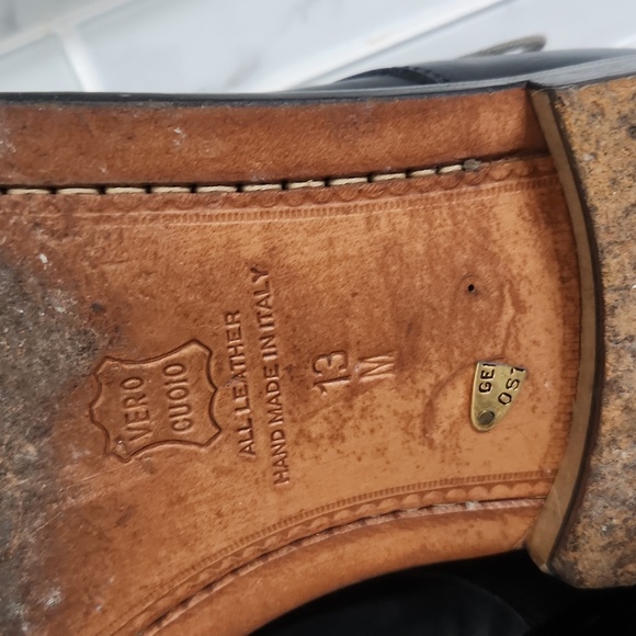 Gray Belvedere Genuine Ostrich Skin Oxford Dress Shoes sz 13 M made in Italy - Picture 7 of 7